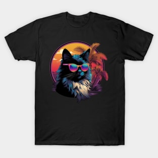 Retro Wave Balinese Cat Shirt T-Shirt